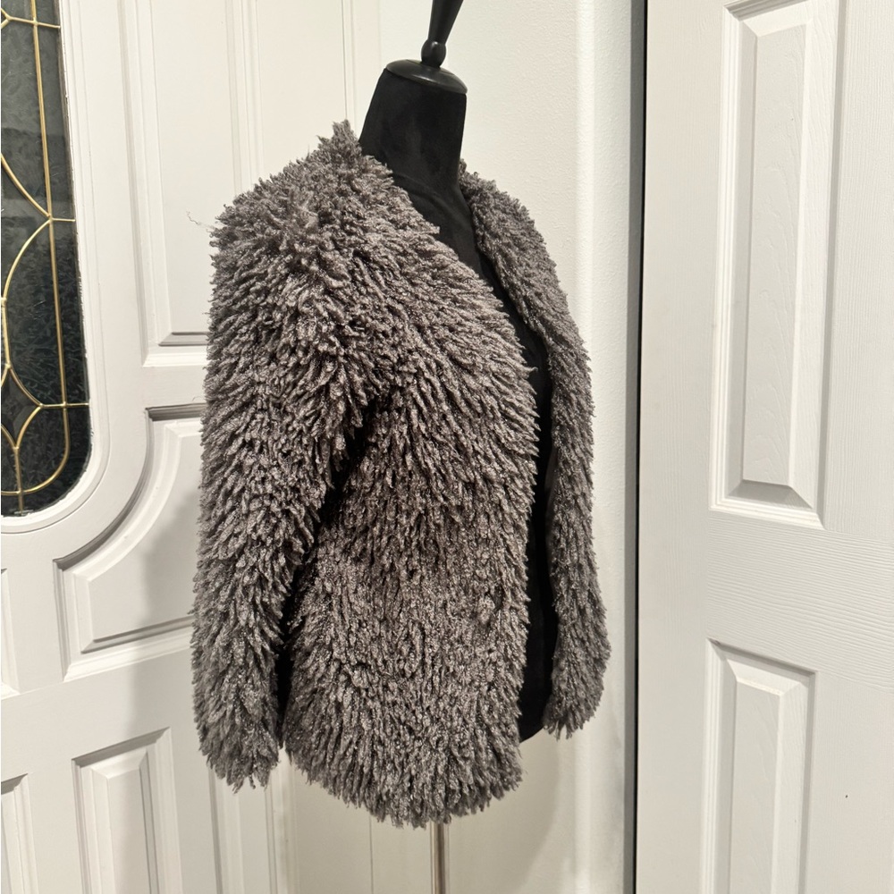 G by Guess Faux Fur Fuchsia Bomber Jacket Women's XS Gray Long Sleeve Soft - Picture 3 of 8